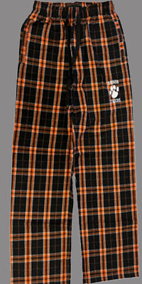 Plaid pj pants with a akron logo 