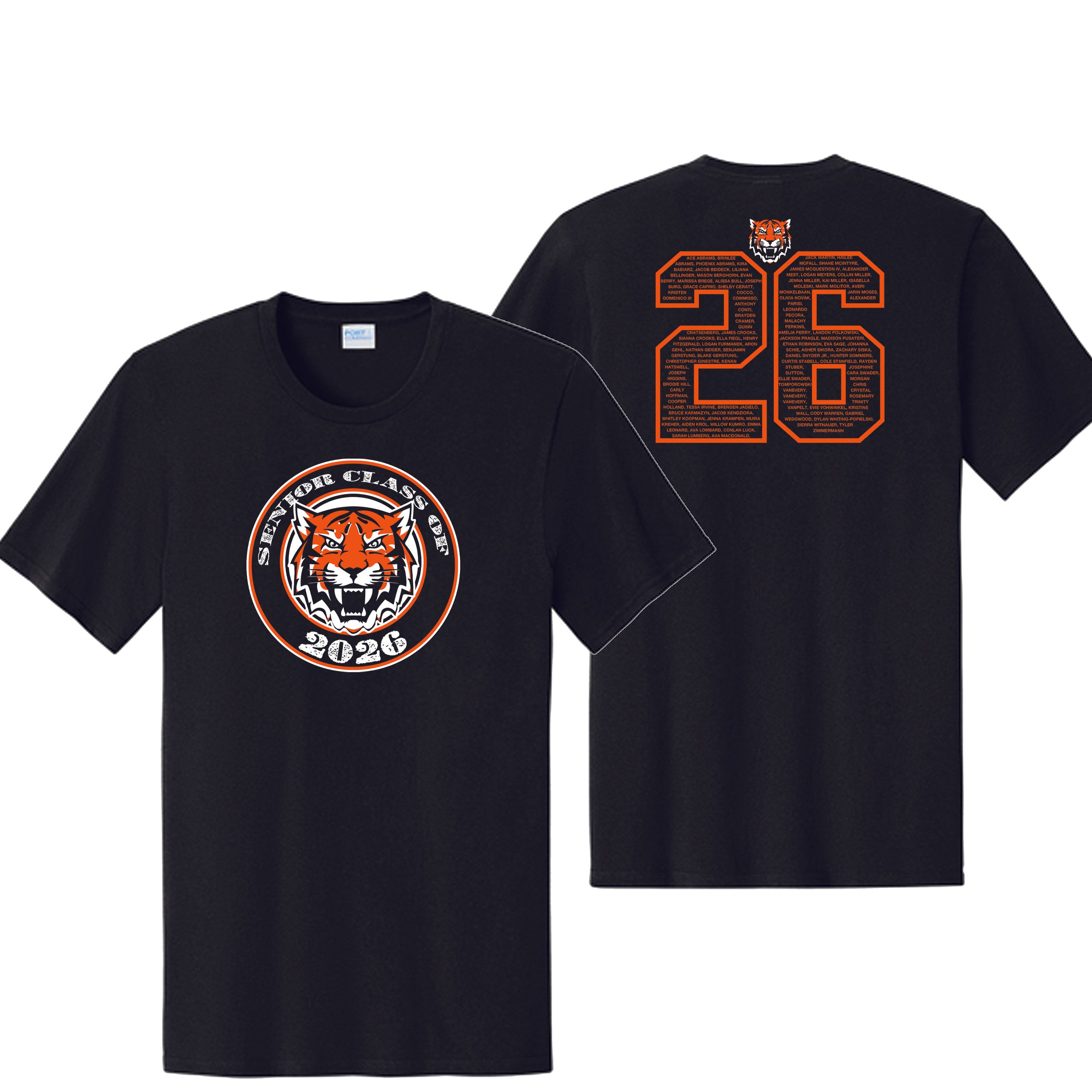 Class of 2026 Black Short Sleeve Front and Back Design